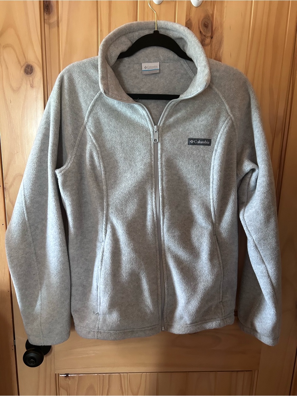 Columbia Women's Light Gray Full-Zip Teddy Fleece Jacket